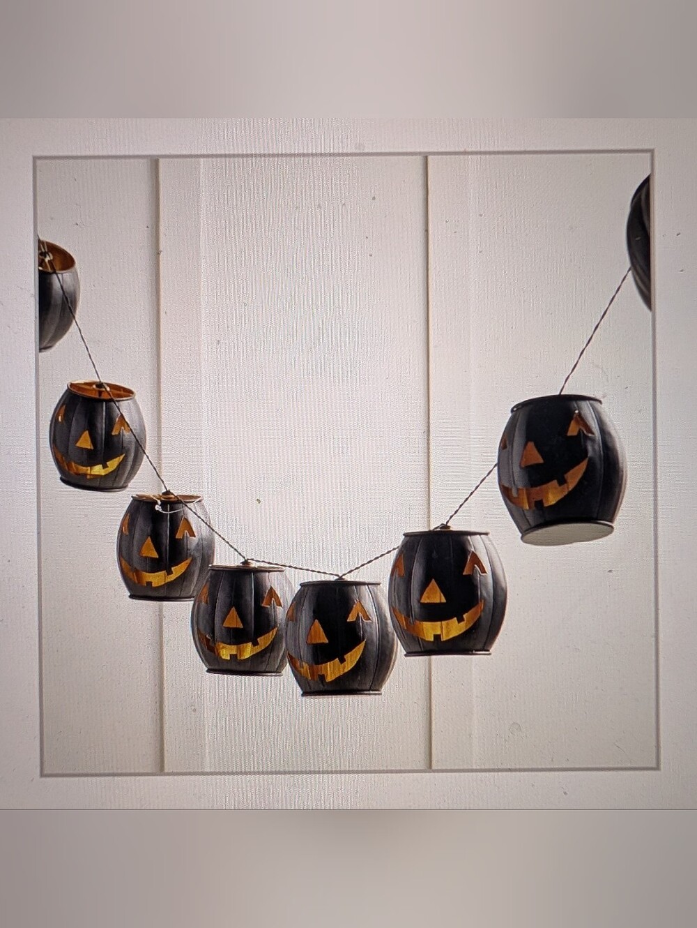 Pottery Barn - Metal Black Jack O'Lantern String Lights Halloween